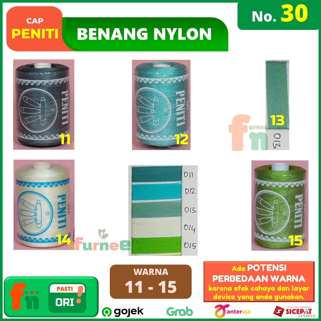 furnee | BENANG NYLON NILON NO. 30 / D30 CAP PENITI - WARNA 11 - 15
