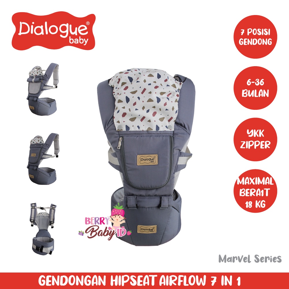 Dialogue Hipseat Airflow 7-In-1 Gendongan Depan Bayi Baby Carrier Berry Mart