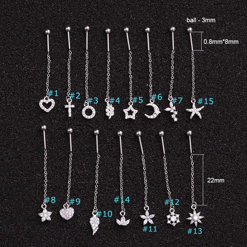 1piece Linear Earrings Cartilage Piercing 20G Pinna Tragus Ear Stud 6mm Length