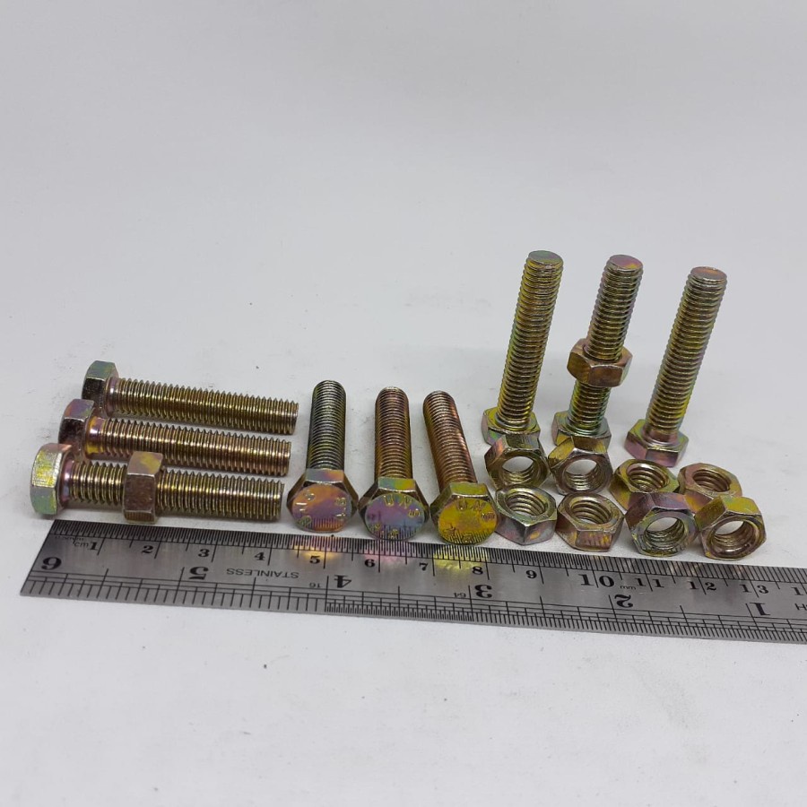 BAUT MUR KUNING M8X40 / BMK M8X40 / BAUT M8X40 KUNING BMK M8 X 40 KUNCI 12