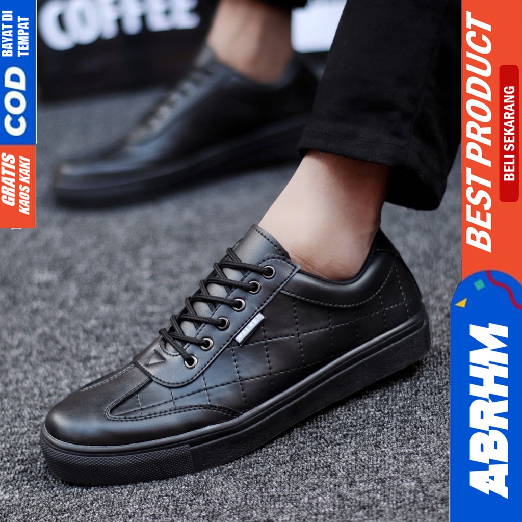 Abrhm Pedro - Sepatu Formal Pantofel Pria Kerja Hitam