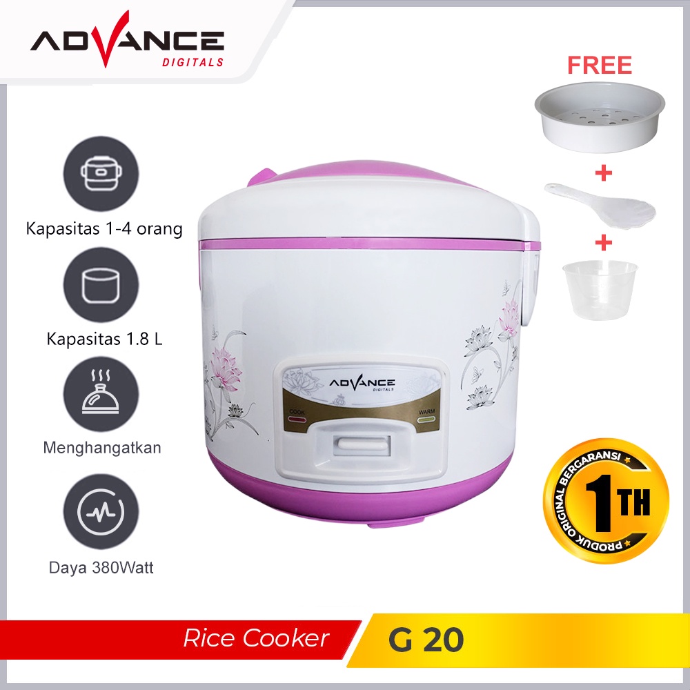 READY STOCK  ADVANCE 1.8L Rice Cooker Penanak Nasi G20 Garansi Resmi 1 tahun