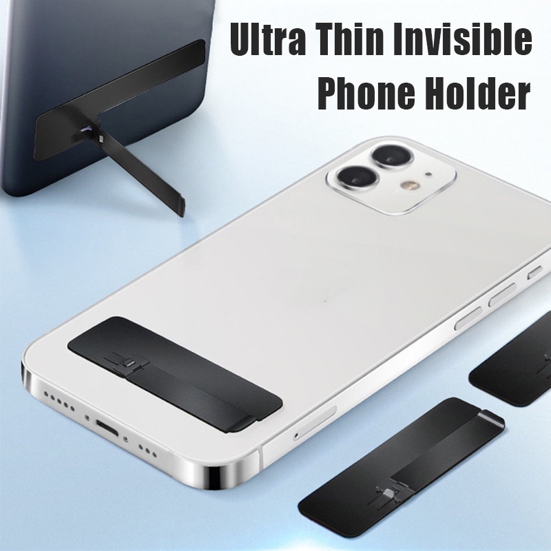 Stand Holder Handphone Universal 0.6mm Ultra Tipis Invisible Portable Bahan Metal