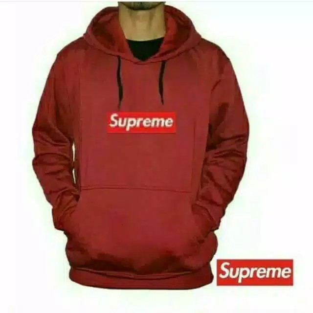 Sweater  Hoodie Supreme Maroon Premium Pleece Tebal