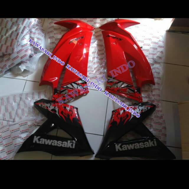 Fairing ninja rr batik 2013 merah set atau fairing atas bawah ninja rr batik 2013