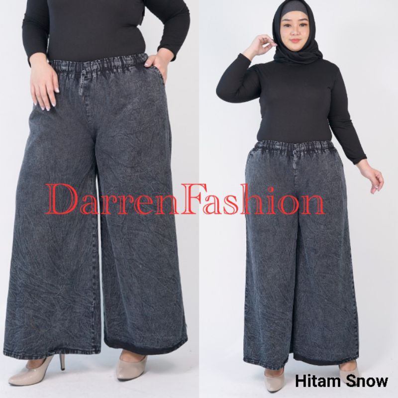 celana kulot jeans jumbo snow clana panjang wanita hamil kekinian muat bb 95 terlaris