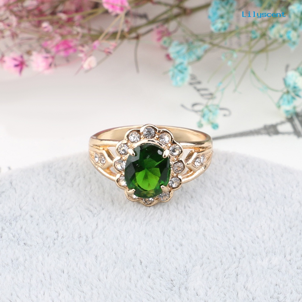 Ls Cincin Wanita Hias Emerald + Berlian Imitasi Gaya Vintage Untuk Pesta / Club / Hadiah