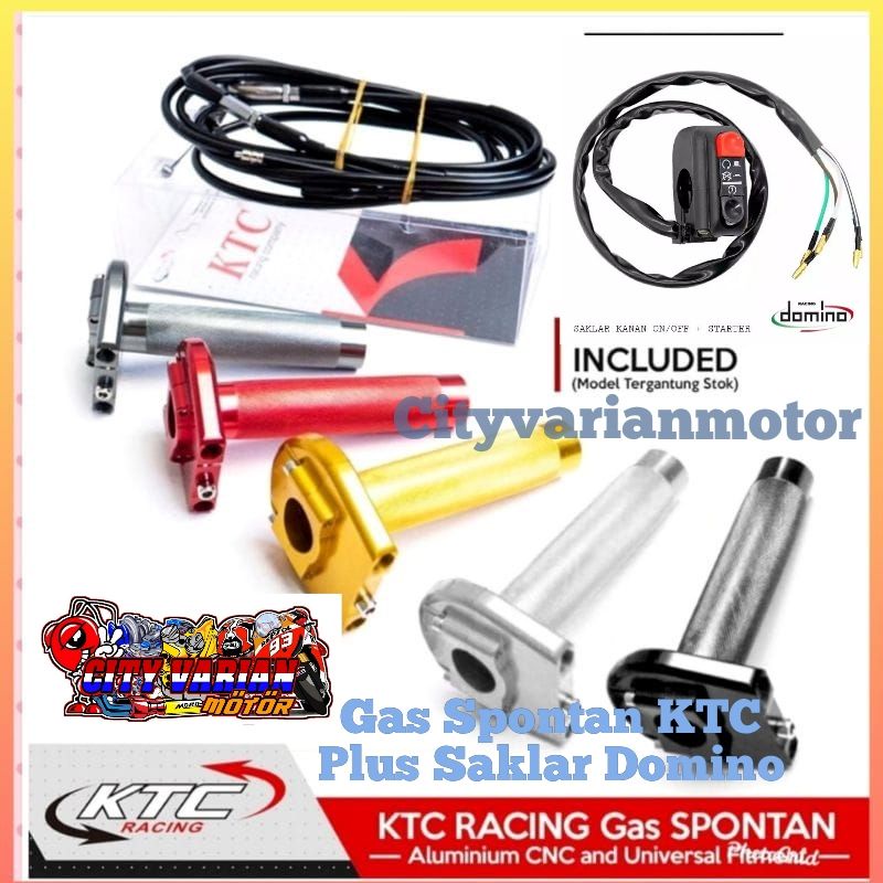 CVM Gas Spontan KTC Original 2 Kabel Free Grip Plus Saklar Universal CNC Nmax Aerox PCX Vario New