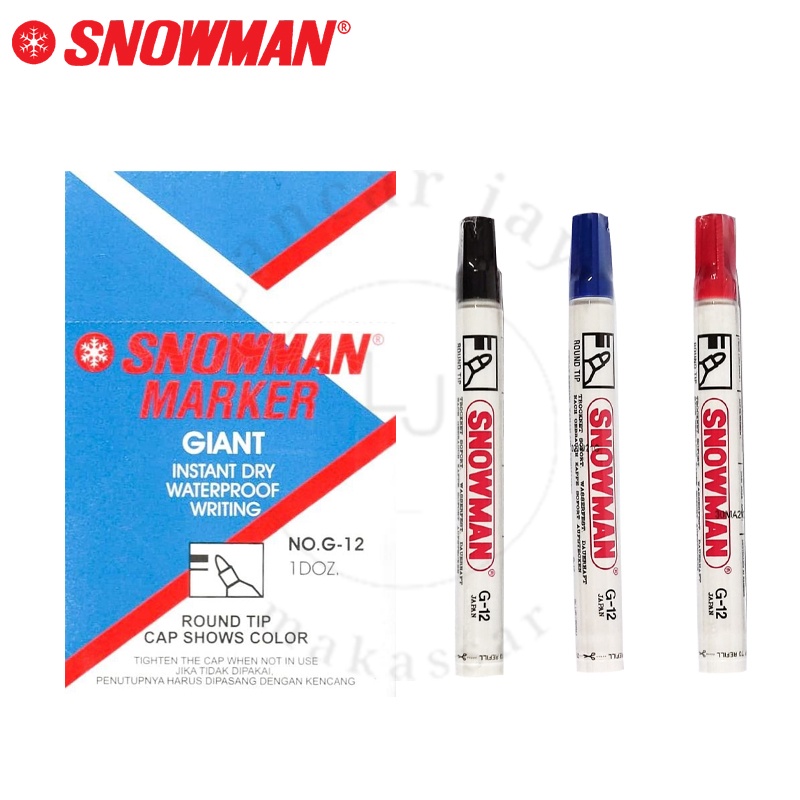 

[1 BOX / 12 PCS] Snowman Permanent Marker Spidol Permanen