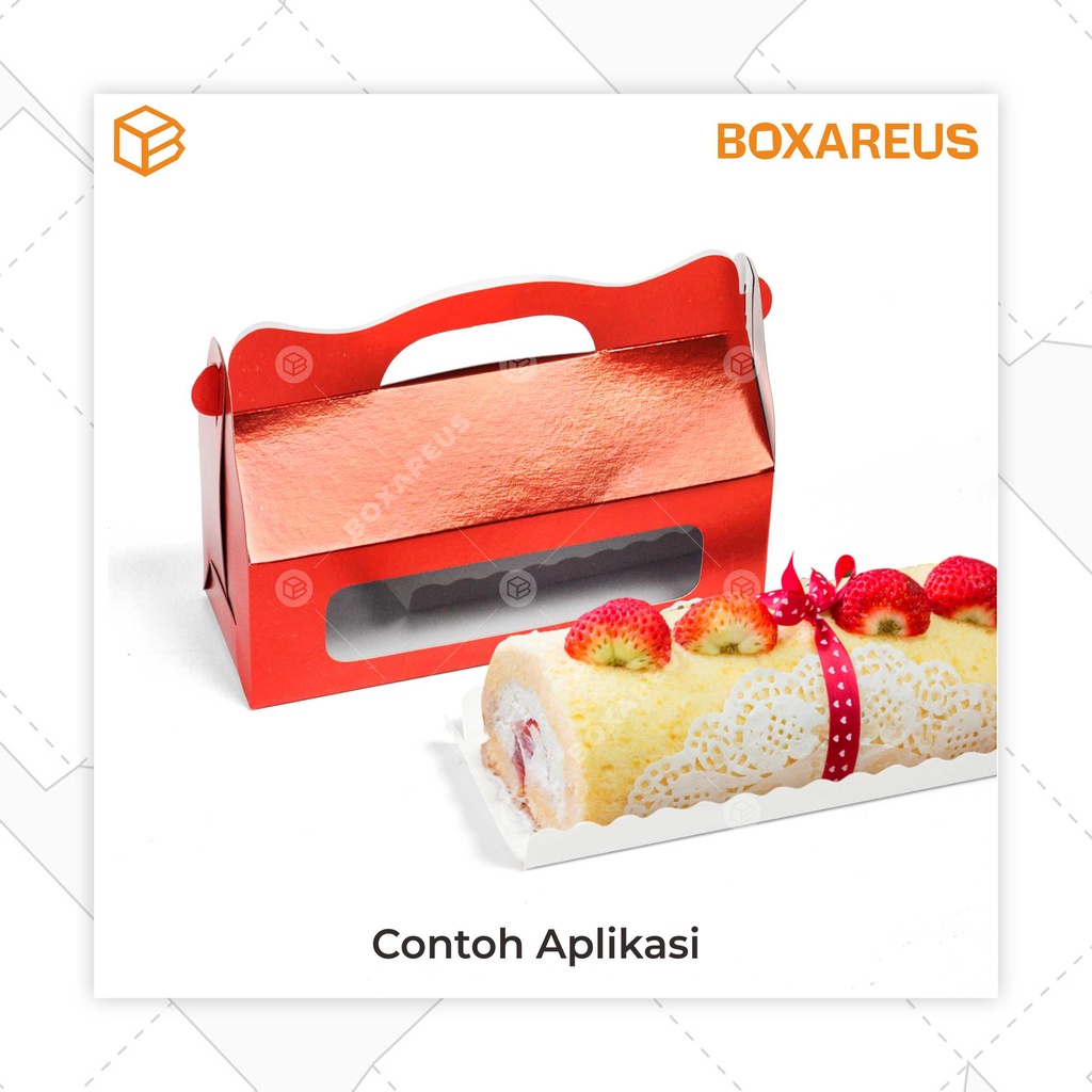 Dus Box Bolu Gulung Roll Cake Kotak Kemasan Handle Gable | RC220875