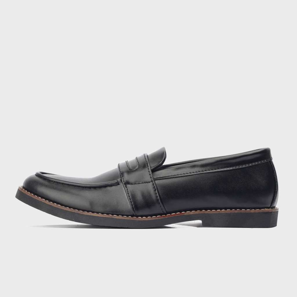 HARPER BLACK ORIGINAL x GIANT FLAMES Sepatu Loafers Hitam Pria Slip On Simple Formal Casual Kerja Kantor Slop Resmi Kantoran Pesta Kondangan Selop Jalan Santai Hangout Kuliah Penny Loafer Semi Kulit Premium Big Size Jumbo Ukuran Besar 44 45 Keren Terbaru