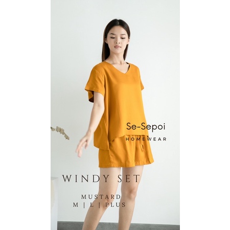 Baju Rumah Adem Sesepoi Windy Pairs (V neck) / Set Celana Pendek / Set Piyama