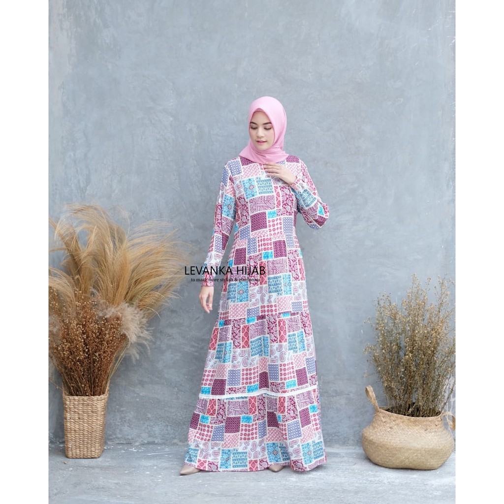 Gamis Katun Rayon Premium, Katun Rayon Motif Allsize