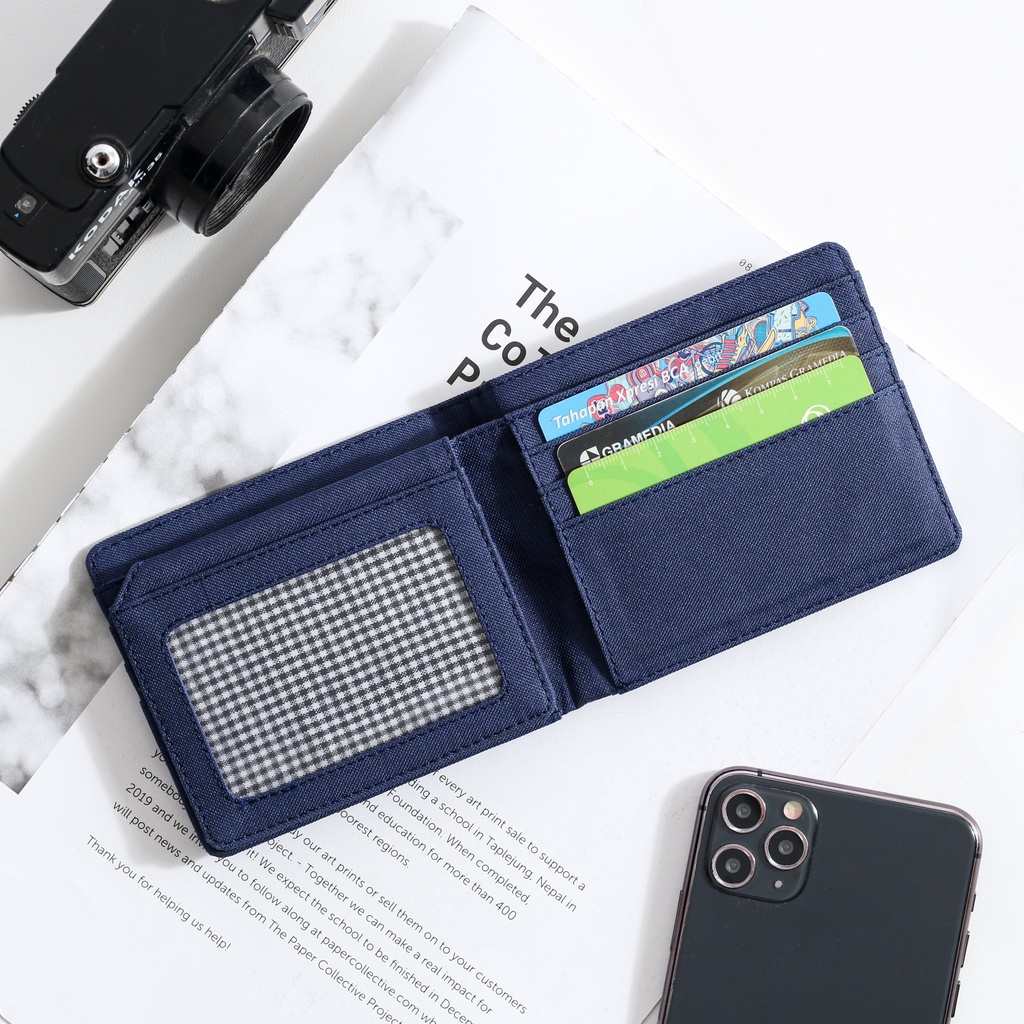 Dompet Pria Lipat Kanvas Anti Air Bifold Wallet Cowok Laki Laki Footage Motif DP07 Wave