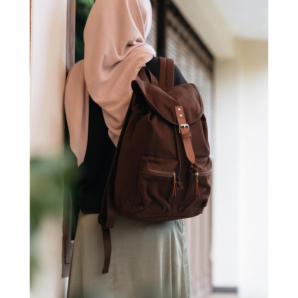 TAS RANSEL LAPTOP KANVAS VINTAGE UNIK KEREN TRAVELLO HEEJOU