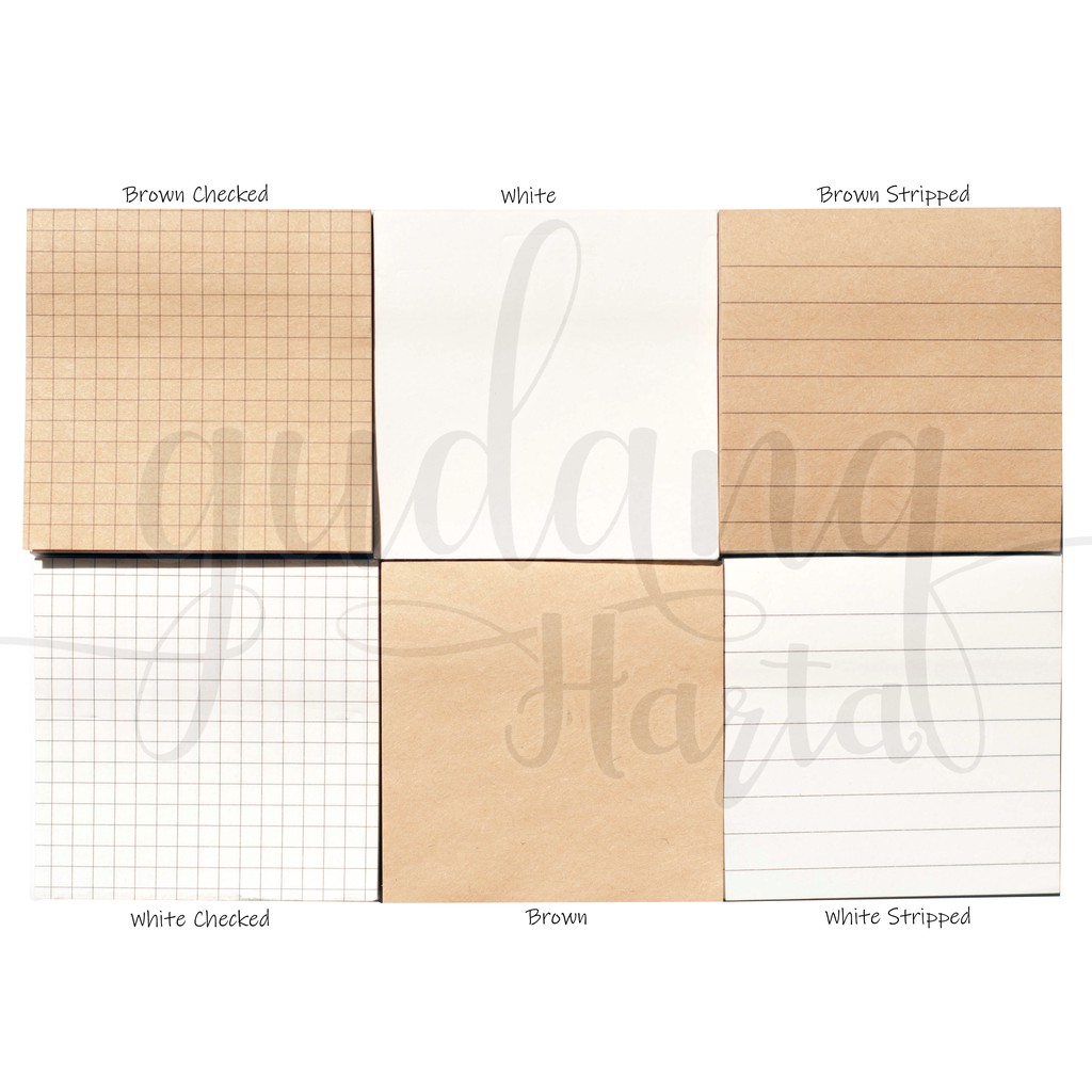 Memopad Memo Brown White Basic Vintage Simple Murah Kertas Catatan Pengingat Notepad GH 301038