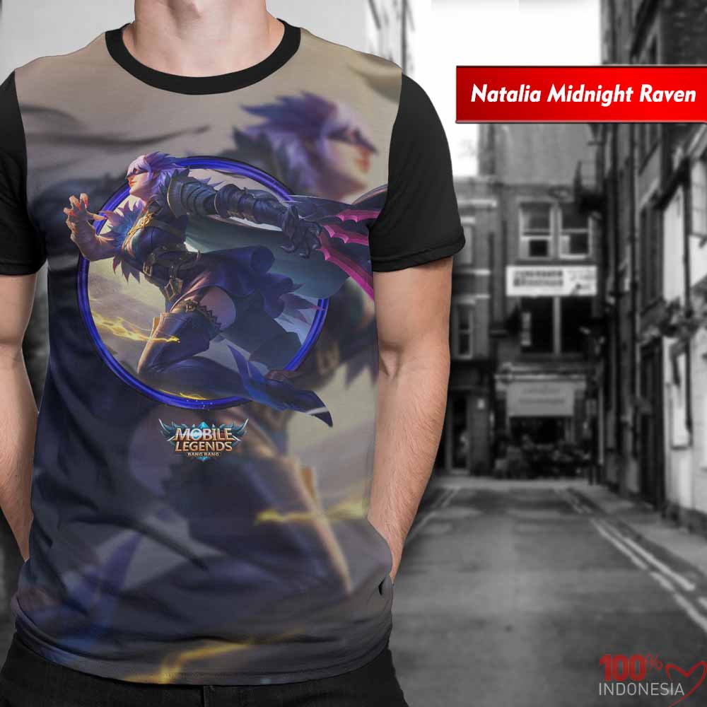 Kaos Print 3D Mobile Legend Limited Natalia Midnight Raven  Distro Kaos Print
