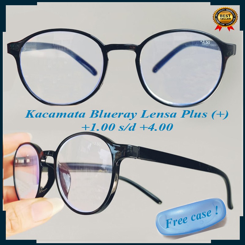 Kacamata Blueray Plus (+) dari +1.00 s/d +4.00 FREE CASE Kacamata Pria Wanita Kacamata Plus Terbaru