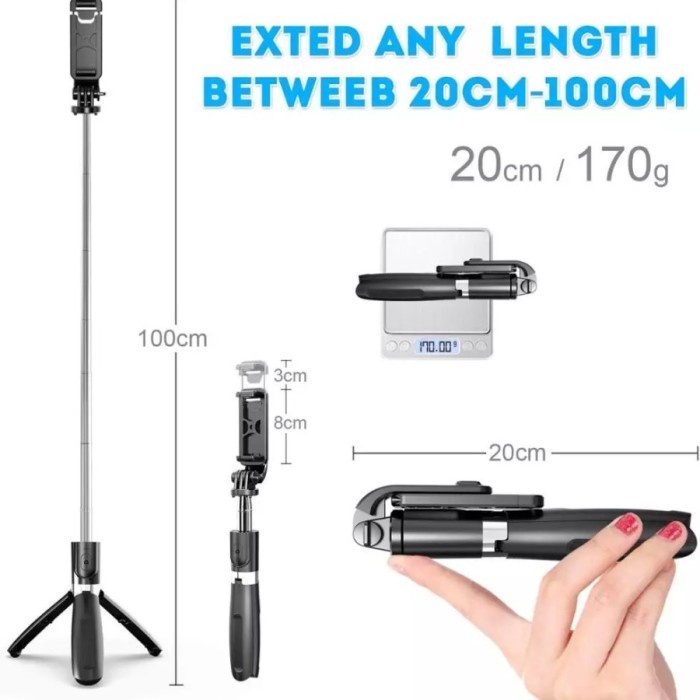 Tongsis Selfie Stick L02 3in 1 Tripod&amp;Bluetood Shutter Original