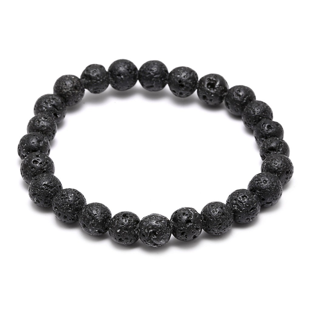 7.7 BIG SALE Men'S Lava Stone Rock Beaded Stretch Yoga Gemstone Mala Bracelet 8Mm Beads