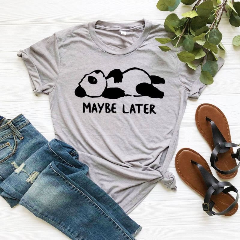 Kaos Wanita All Size Panda Tidur Unisex Big Size XXL XXXL Katun Combed 30s