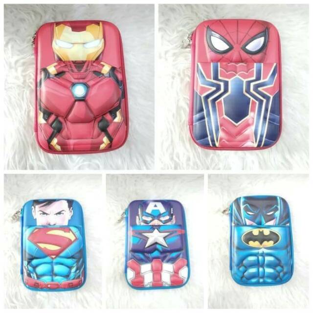 Kotak pensil tempat pensil anak cowok superhero hardcase