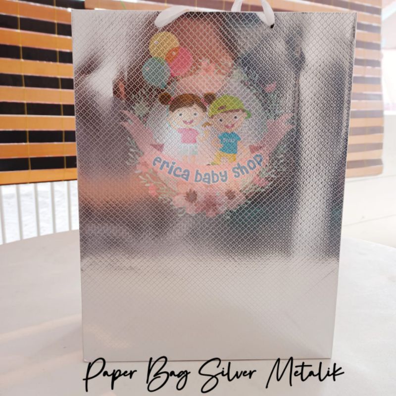 

paper bag silver metalik
