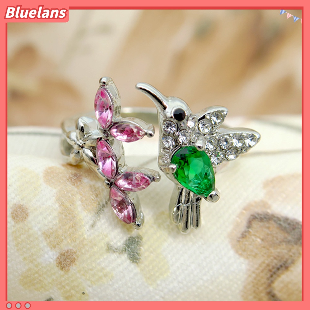 Bluelans Elegant Cubic Zirconia Flower Bird Open Ring Women Party Wedding Jewelry Gift