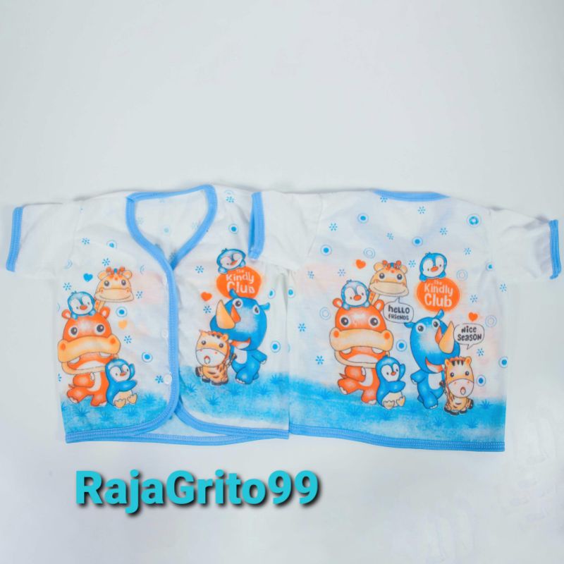 Baju Bayi Lengan Pendek Putih sablon - print isi 1 lusin bahan Polyster / Baju pendek Bayi Motif, PE newborn ( 12 pcs)