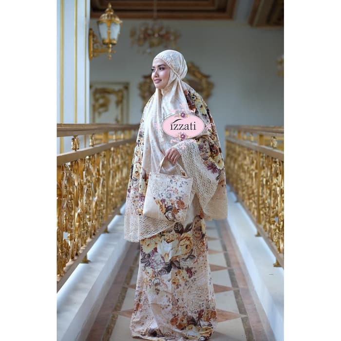 Mukena Lebaran Murah Katun Traveling Rukuh Putih Wanita Jumbo D SP362  Dewasa Katun Jepang Renda Pr