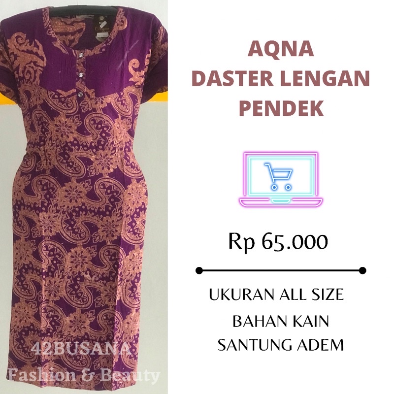 Aqna Daster Lengan Pendek | Batik Asli Pekalongan | Bahan Kain Santung