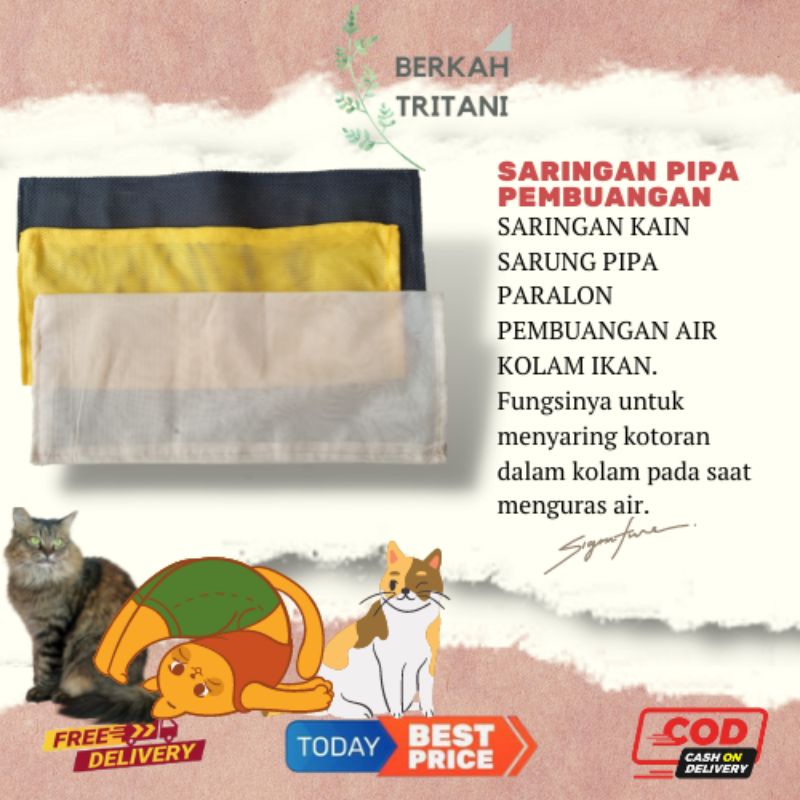 SARUNG PIPA PARALON 3 DIM SARINGAN KAIN SELONGSONGAN PIPA PARALON PEMBUANGAN AIR KOLAM IKAN