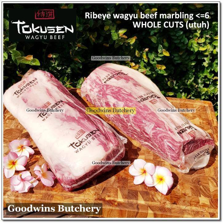

4.5kg 1pc beef Cuberoll Scotch Fillet Ribeye WAGYU TOKUSEN marbling <=6 AGED WHOLE CUT CHILLED