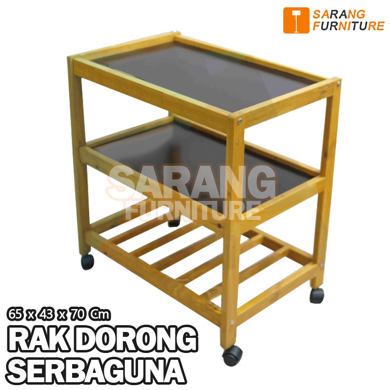 MEJA RAK DORONG TV DISPENSER 3 SUSUN DENGAN RODA MINIMALIS RAK MINIMALIS