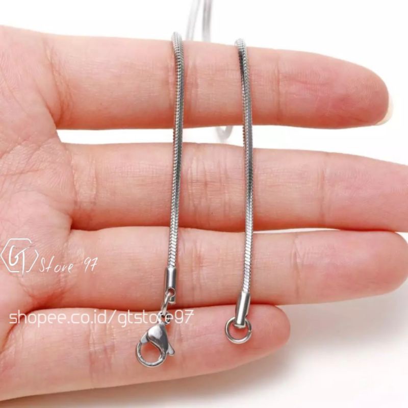 Kalung Titanium Pria Silver Perak Emas Putih Anti Karat Cowok Cewek Wanita Keren Silver Stainless Steel Kalong Cowo Cewe Kecil