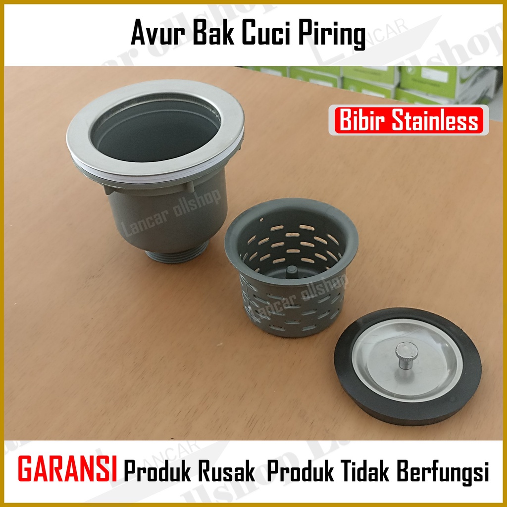 AVUR SARINGAN BAK CUCI PIRING / SARINGAN WASTAFEL / FULL STAINLESS / BIBIR STAINLESS