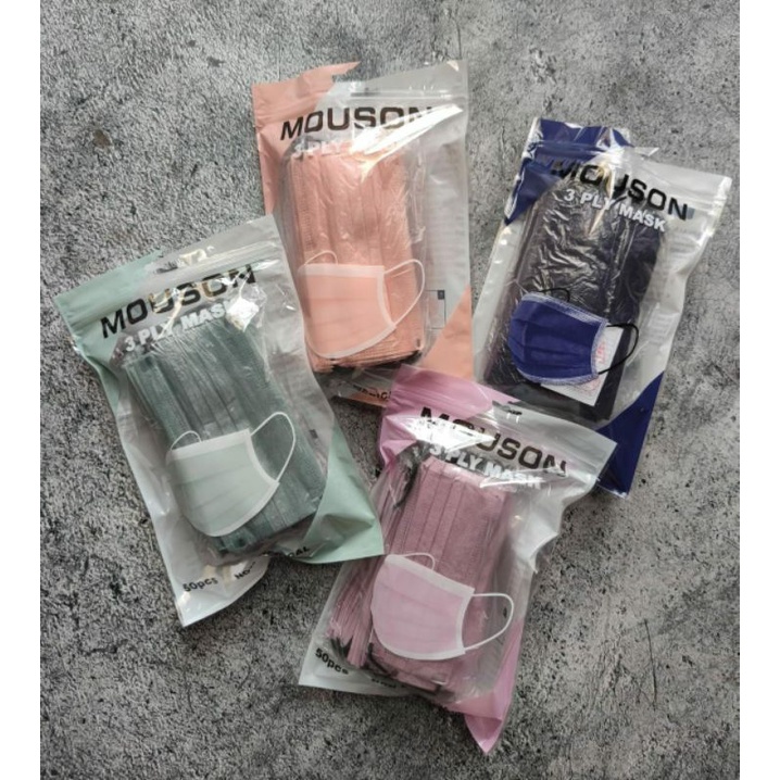 Masker 3ply mouson warna isi 50pcs