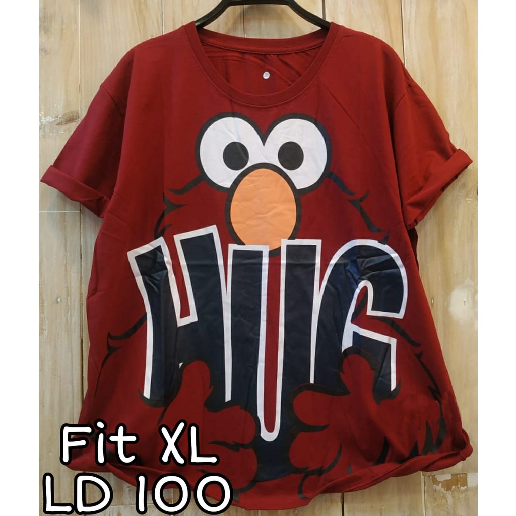Kaos Wanita Fit XL LD 100 cm Lengan Pendek Baju Perempuan Distro Jumbo Oversize Bigsize Pakaian Tshi