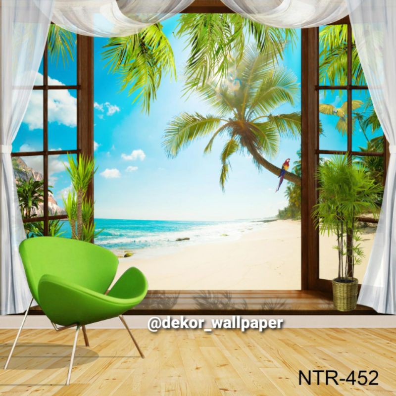 Wallpaper Custom 3d Motif pemandangan pinggir Pantai