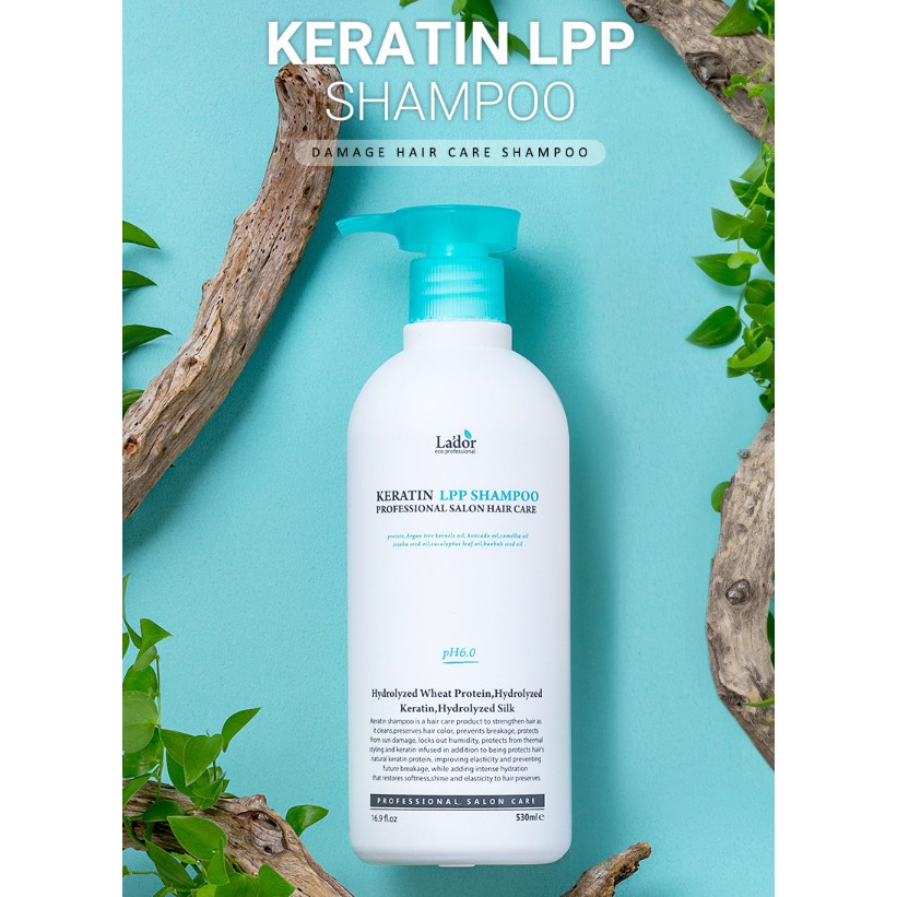 LADOR Keratin LPP Shampoo - Shampo Perawatan Pelembab Pelembut Rambut Rusak Kering Bercabang