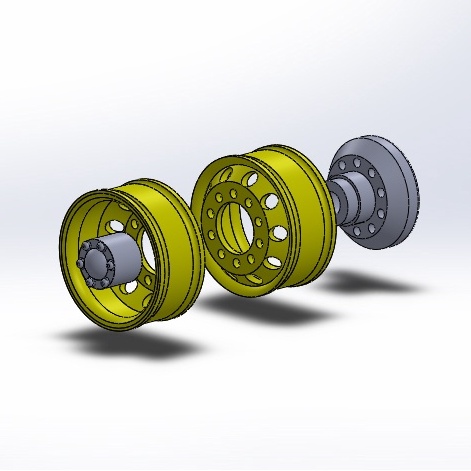 Velg dan Tromol Belakang Miniatur dump Truk Skala 12 Dia Velg 48 mm As Tromol 8 mm