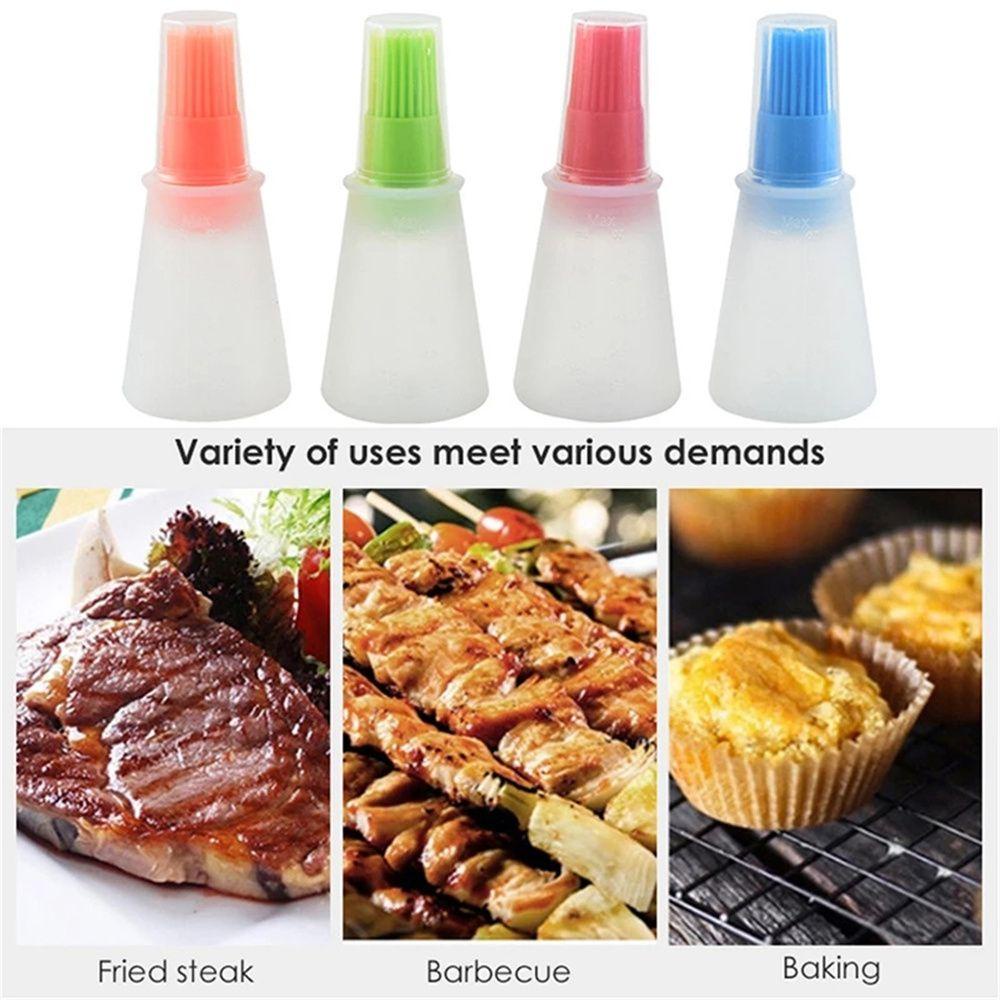 Top Barbecue Oil Brush Tahan Suhu Tinggi Dengan Skala Sikat Botol Bumbu Silikon