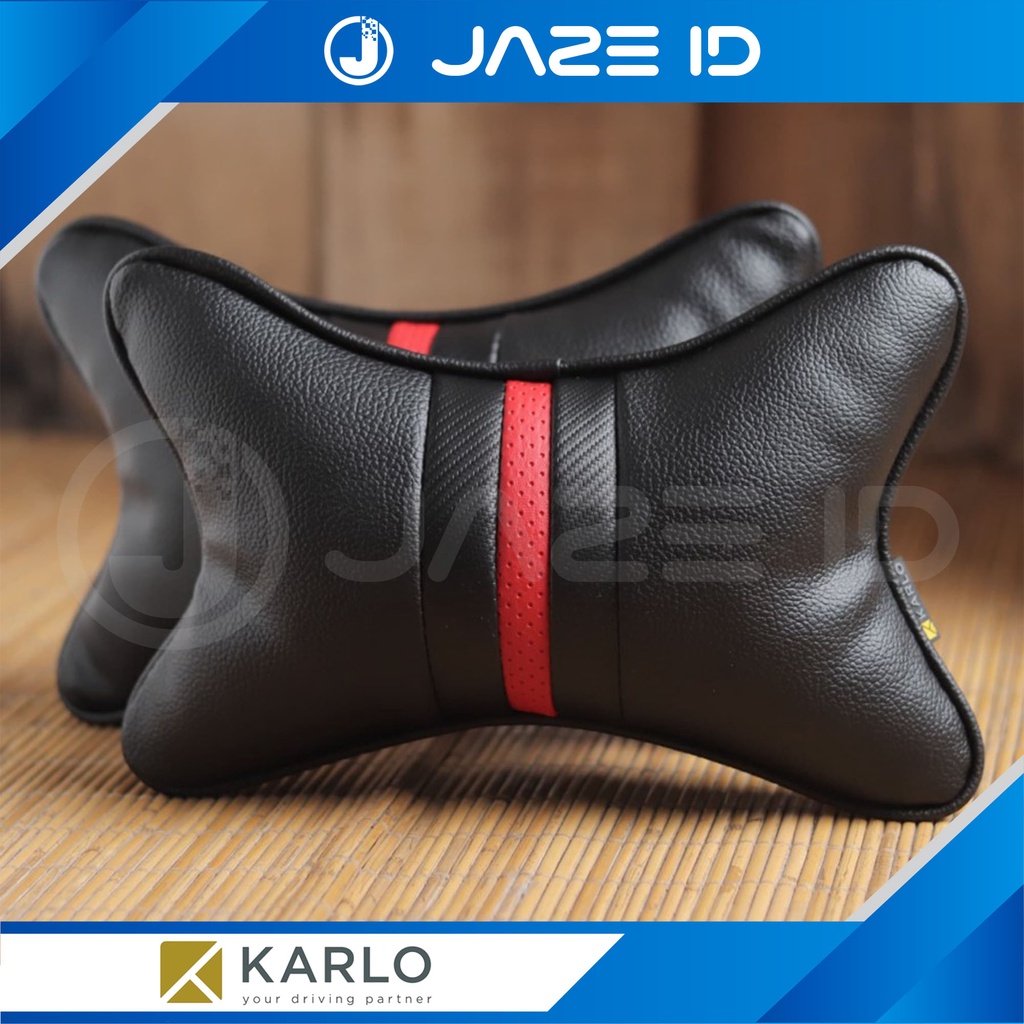 Karlo Bantal Premium Leher Kepala Mobil Racing Red Black Merah Hitam