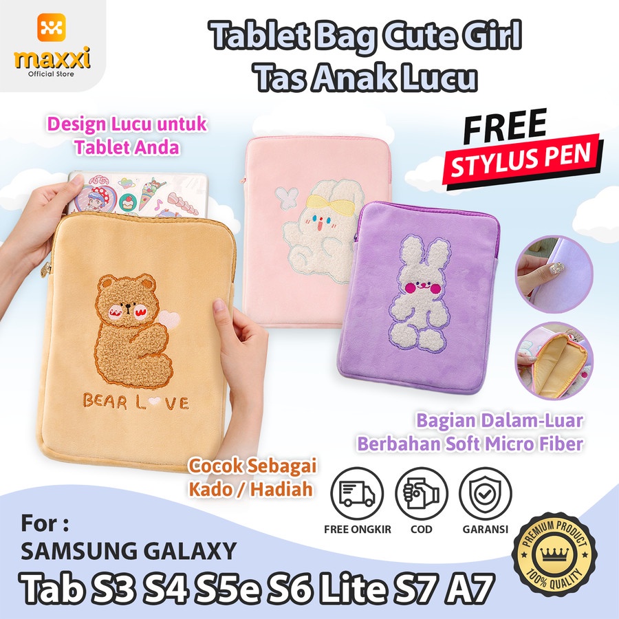 Samsung Tab S3 S4 S5e S6 Lite A7 S7 Tas Tablet Cute Soft Sleeve Case
