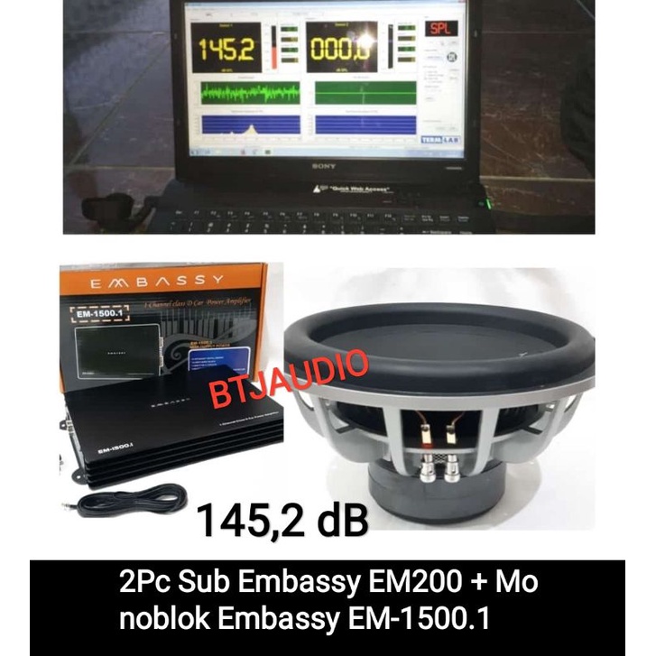 PAKET MURAH AUDIO MOBIL SPL EMBASSY SUBWOOFER DOUBLE MAGNET PLUS POWER MONOBLOK CLASS D (SUARA MENGG