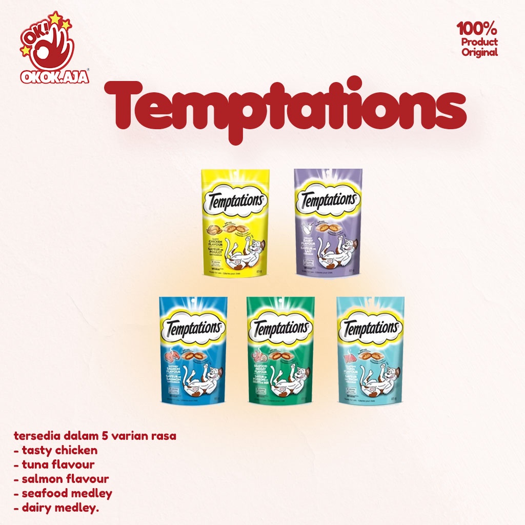 Makanan kucing Temptation 85gr Cemilan kucing sehat temptation 85gr Kering Murah