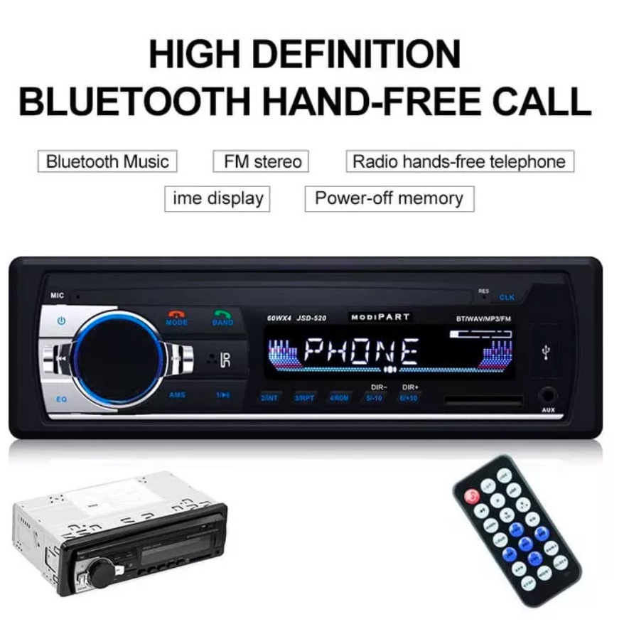 Tape Audio Mobil Multifungsi Bluetooth MP3 FM Radio JSD-520