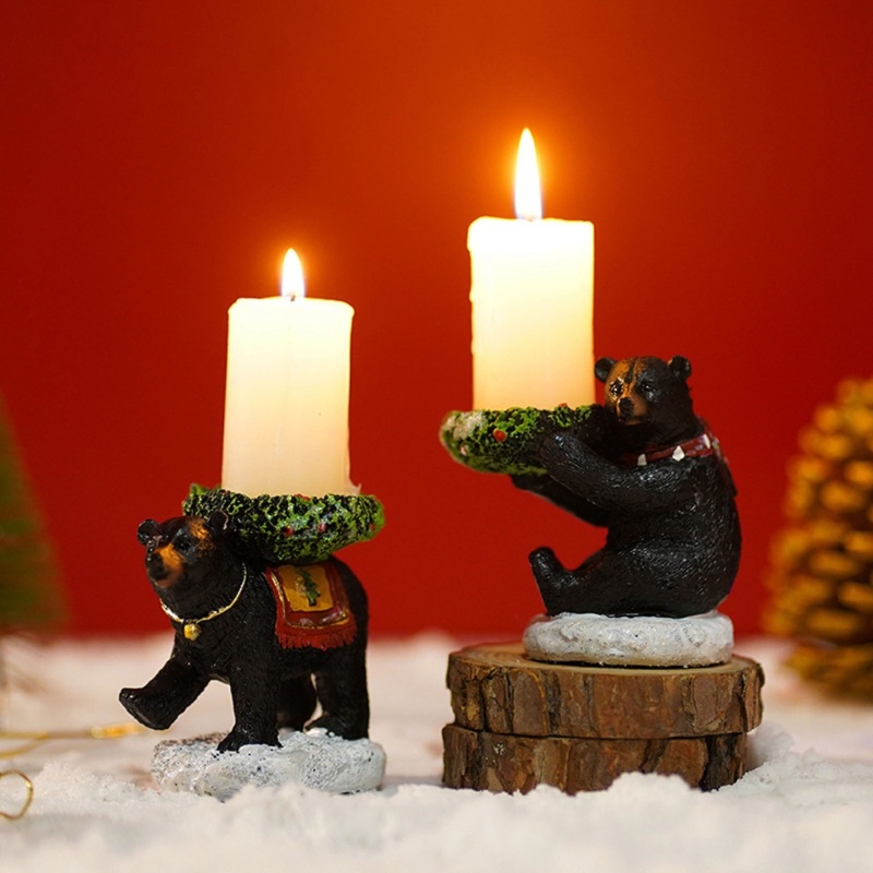 Miniatur Patung Hewan Beruang Hitam Bahan Resin Untuk Ornamen Natal