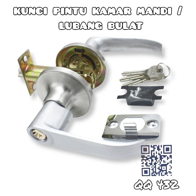 [New Item] Kunci handle pintu kamar mandi pvc baja kayu model gagang gaya eropa Bathroom door lock knob putar knop putar