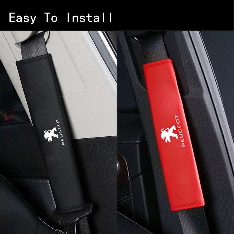 Car Seat Belt Cover Universal Auto Leather Shoulder Cushion Protector Strap Safety Belt For Peugeot 308 206 208 3008 508 408 207 406 405 407 2008 5008 306 307 RCZ